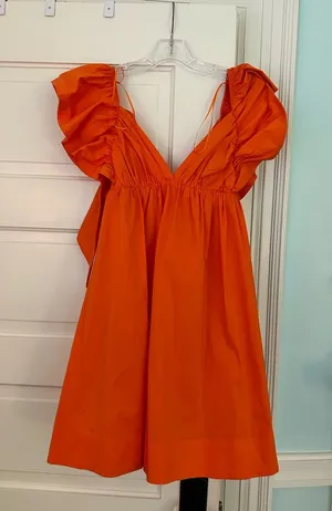 NWT Day + Moon Orange Ruffle Dress Size Small thumbnail 1