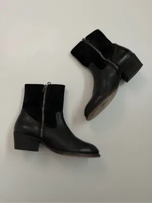 H by Hudson Riley Boots Leather Zippers Western Festival Cowgirl Boho Black thumbnail 4