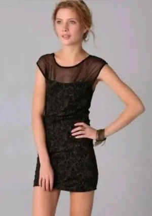 Free People Dragonfly Dress black/gold size large NWT thumbnail 1
