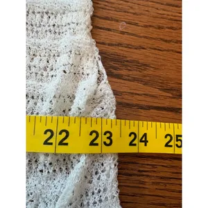 Free People‎ White Embroidered Mesh Knit Oversized Boho V-Neck Top Medium thumbnail 5
