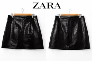 Zara Black Croc Mini Skirt - Size L - Like New thumbnail 2
