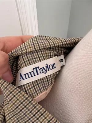 Vintage 1990s Ann Taylor Plaid Skirt Suit Set Yellow Blue Size 8 / 10 Cotton thumbnail 4