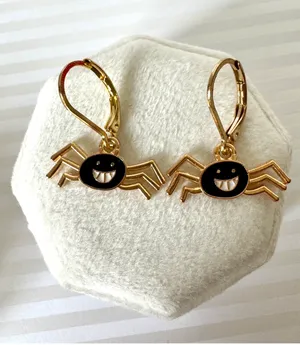 Halloween Spider Earrings (411) 🕷️ Gold thumbnail 1
