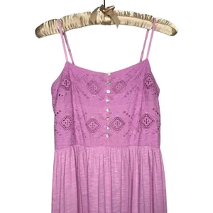 Lucky‎ Brand Maxi Dress Medium 100% Cotton Eyelet Sundress Sleeveless Smocked thumbnail 6