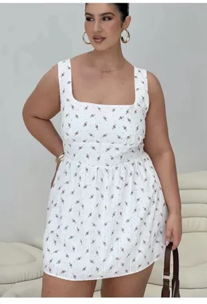 Princess Polly Samana Mini Dress Ditsy Floral Square Neck White Purple Sz 14 NEW thumbnail 1