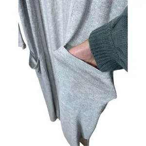 Aerie Gray Long Line Open‎ Front Cardigan Size M thumbnail 4