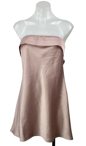 Princess Polly Phillipa Pink Silky Satin Strapless Bandeau A-line Mini Dress 8 thumbnail 1