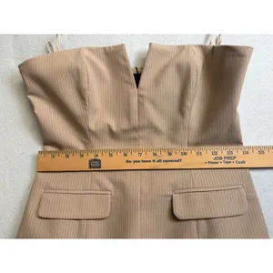 Zara Womens Tan Pinstripe Strapless V-Neck Bustier Top Size Medium NWT thumbnail 11