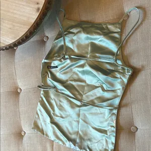 Zara Satin Mint Green Backless Top Size XS thumbnail 8