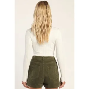 Lulus Cooler Days Corduroy Skort | Skirt in Olive Green thumbnail 2