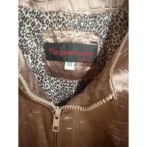 Elegantissimo Firenze Jacket Womens 10 Bronze Excellent Croc Embossed Metallic thumbnail 13
