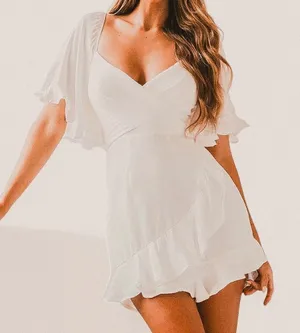 Selfie Leslie whimsy coquette ruffle Dress White Soft-Girl Bridal XS graduation thumbnail 1