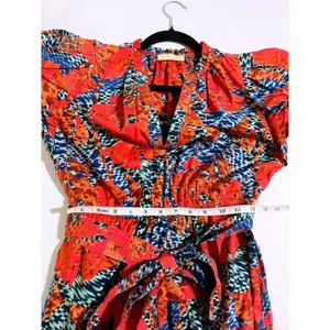 Ulla Johnson Ottilie Hypnotic Flamingo Cotton Midi Dress Puff Sleeve Coral Sz 0 thumbnail 9