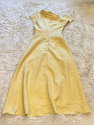 NEW Elliatt Marissa One-Shoulder Asymmetric Hem Duchess Satin Yellow Gown Sz L thumbnail 8