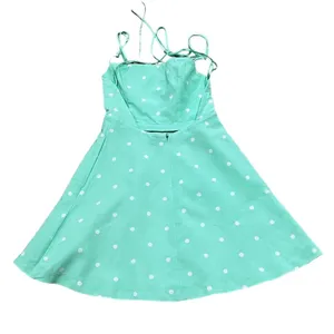 ZARA Mint Green Polka Dot Mini Dress XS Spaghetti Straps Backless Pockets thumbnail 1