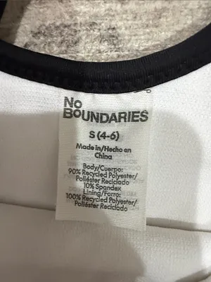 No Boundaries White One-Piece Swimsuit with Black Trim thumbnail 2