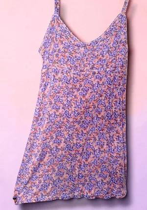 Free People-Vintage Y2K Pink & Purple Floral Bodycon Spaghetti Strap-Size S thumbnail 1