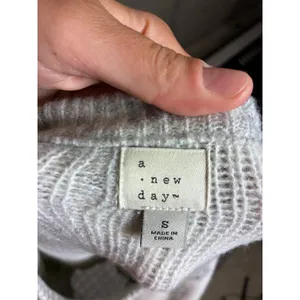A New Day Womens Grey White Checkered Bow Crewneck Sweater Size Small thumbnail 3