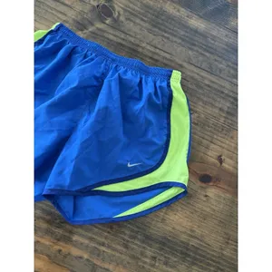 Nike Dri-Fit Lined Athletic Shorts Womens SMALL Stretchy Drawstring Blue Green thumbnail 2