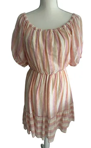 POOKIE & SEBASTIAN Striped Linen Blend Dress Size L thumbnail 1