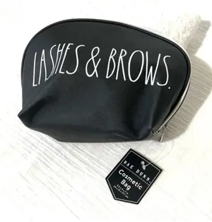 Rae Dunn Makeup Cosmetic Zipper Pouch Bag "Lashes & Brows" thumbnail 1