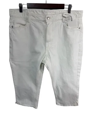 Zara Denim Bermuda Shorts High Rise Women's 12 White Denim New thumbnail 1