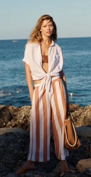 Madewell Huston Pull-On Crop Pants in Evelyn Stripe M thumbnail 1