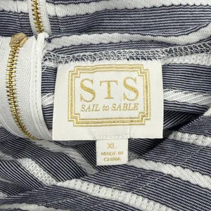 Sail to Sable Blue White Striped Ribbed Knit Shift Dress XL Exposed‎ Back Zipper thumbnail 6