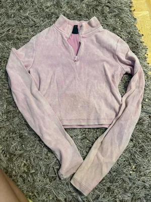 Wild Fable Distressed Pink Cropped Quarter Zip Top Size Small thumbnail 1