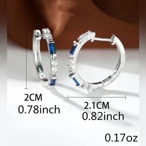 Zircon Blue & White Silver Earrings thumbnail 4