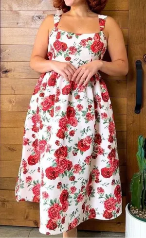 Anthropologie Sachin and Babi Blaine Square Neck Midi Dress Rose Floral Print 14 thumbnail 1