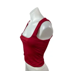 Princess Polly Women's Red Square Neck Sleeveless Slim Fit Crop Tank Top Size 6 thumbnail 2