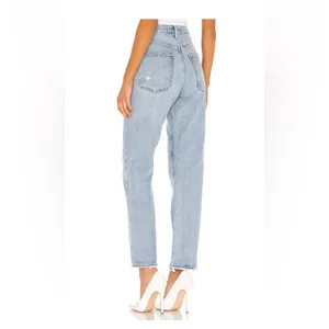 AGOLDE High-Rise Light Blue Straight Leg Jeans thumbnail 4