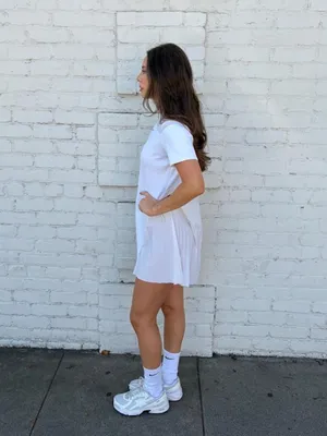 Nike drifit white tennis dress with accordion skirt Sz M slim fit #tennis #athletic #pickleball thumbnail 3