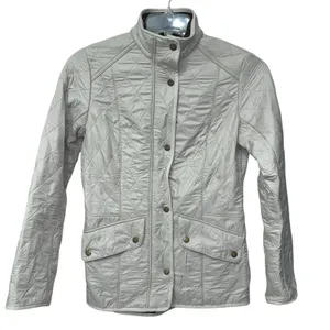 Barbour Cavalry Polarquilt Jacket Womens 6 Beige Quilted Full Zip Riding Coat‎ thumbnail 1