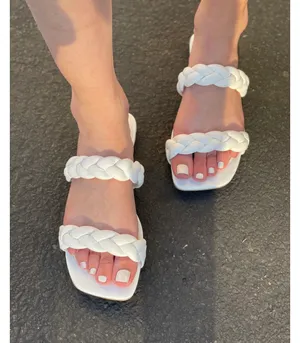 White Vegan Leather Braided Sandal Size 6 thumbnail 4