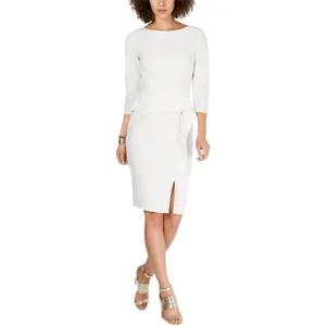 Vince Camuto Women's Angled Ruffle Sheath Dress VC9M9272 White 14P thumbnail 6