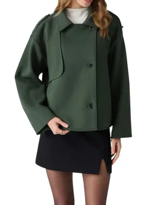 NWT OGL DoubleWarm Convertible Collar Buttoned Coat Size XS Evergreen thumbnail 1
