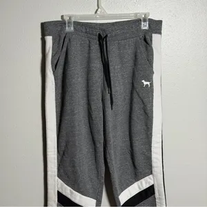 Pink‎ Victoria’s Secret Women Gray/White Joggers Sweatpants Cozy size L thumbnail 2