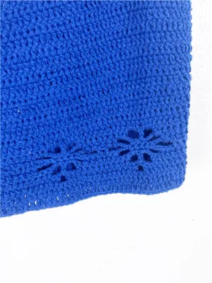FREE PEOPLE Berkinette Blue Crochet Knit Crop Top Medium Boho Festival Concert thumbnail 8
