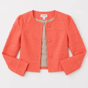 J. Crew Cropped Coral Frayed Tiered Blazer Sz. 2 Prep Business Casual thumbnail 4