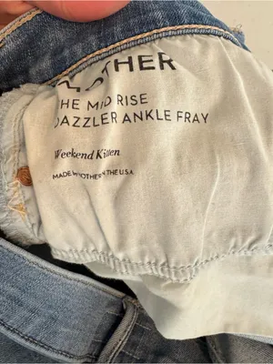 Mother The Mid Rise Dazzler Ankle Fray Weekend Kitten Jeans size 33‎ thumbnail 7