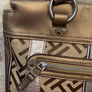 Tignanello logo handbag bronze leather accents thumbnail 4