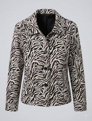 Requirements Vintage Zebra Print Jacket Womens L Brown Cream Animal Y2K thumbnail 1