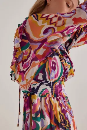 Anthropologie The Odetta Ruffled V-Neck Dress, Size XXS thumbnail 4