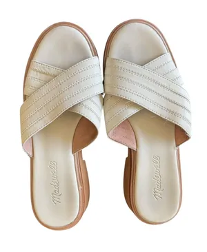 Madewell - Cream Leather Crisscross Slide Sandals Sz 6.5 thumbnail 1