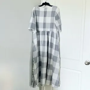 Roolee Gray Buffalo Check plaid gingham Maddie midi maxi dress L thumbnail 14