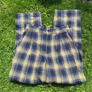 Heavy Navy Blue Plaid Pants Size L thumbnail 1