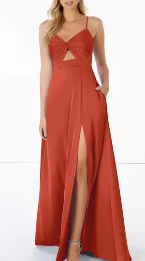 Azazie Jenna Rust Satin Formal Dress thumbnail 1