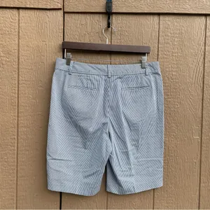 Talbots Womens Perfect Shorts Blue White Stripe Long Cotton Blend Size 10 thumbnail 3